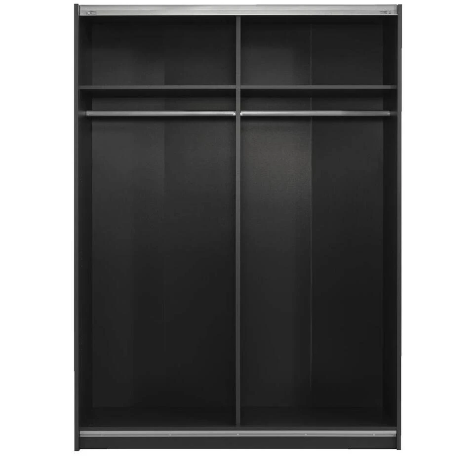 Schuifdeurkast Genua - Antraciet - 204x150x60 Cm 5 Schuifdeurkast Genua - Antraciet - 204x150x60 Cm - Afbeelding 3