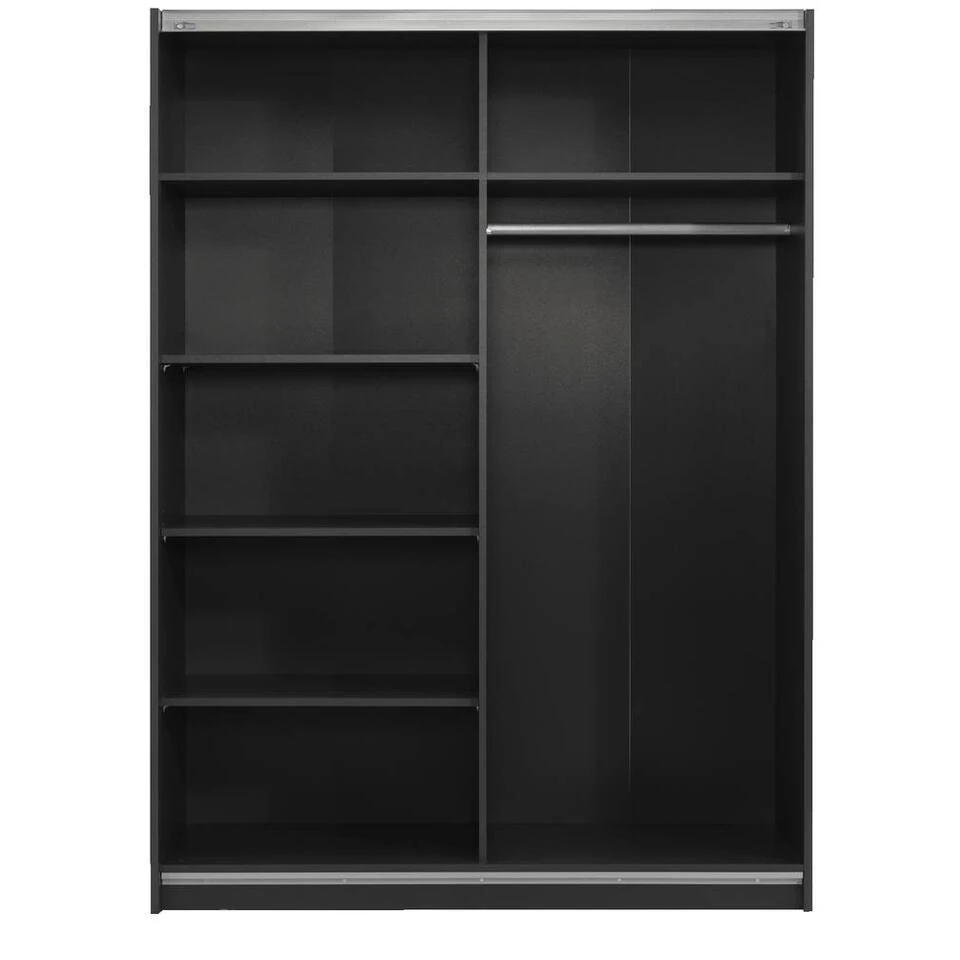 Schuifdeurkast Genua - Antraciet - 204x150x60 Cm 6 Schuifdeurkast Genua - Antraciet - 204x150x60 Cm - Afbeelding 4