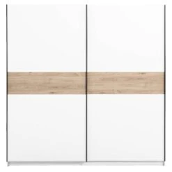 Schuifdeurkast Genua - Wit/eikenkleur - 204x200x60 Cm