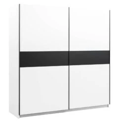 Schuifdeurkast Genua - Wit/antraciet - 204x200x60 Cm -Woonmeubelwinkel 12404425 0300