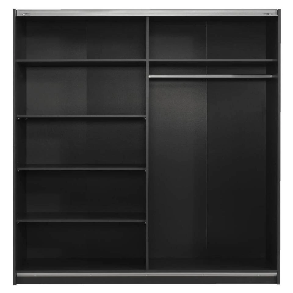 Schuifdeurkast Genua - Antraciet - 204x200x60 Cm 6 Schuifdeurkast Genua - Antraciet - 204x200x60 Cm - Afbeelding 4