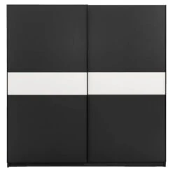 Schuifdeurkast Genua - Antraciet/wit - 204x200x60 Cm