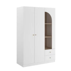 Kledingkast Milou 2-deurs - Wit/eiken - 200x130x56,5 Cm -Woonmeubelwinkel 12409005 0300