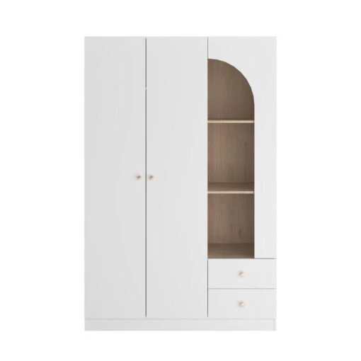 Kledingkast Milou 2-deurs - Wit/eiken - 200x130x56,5 Cm