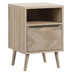 Nachtkastje Lusk - 1 Lade - Eikenkleur -Woonmeubelwinkel 12501295 0300 51