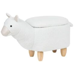 Beliani Dierenhocker ALPACA - Wit Polyester, Katoen
