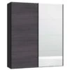STOCK Schuifdeurkast - Grijs Gestreept/spiegeldeur - 236x203x65 Cm