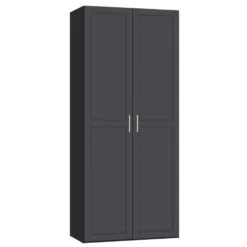 STOCK Kledingkast 2-deurs - Zwart/antraciet - 236x101,9x56,5 Cm