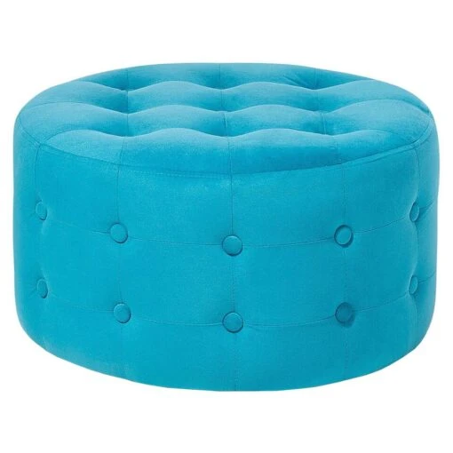Beliani Poef TAMPA - Blauw Fluweel