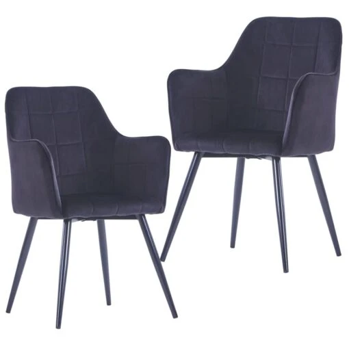 VidaXL Eetkamerstoelen 2 St Fluweel Zwart