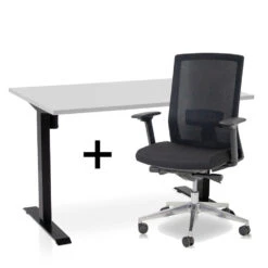 MRC EASY Set - Zit-sta Bureau + Bureaustoel - 140x80 - Grijs
