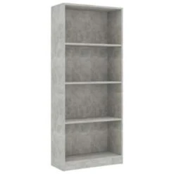 VidaXL Boekenkast Met 4 Schappen 60x24x142 Cm Bewerkt Hout Betongrijs