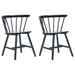 VidaXL Eetkamerstoelen 2 St Massief Rubberwood Zwart