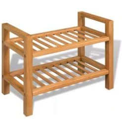 VidaXL Schoenenrek Met 2 Schappen 50x27x40 Cm Massief Eikenhout