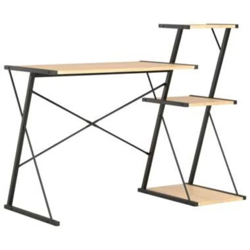 VidaXL Bureau Met Schap 116x50x93 Cm Zwart En Eikenkleurig
