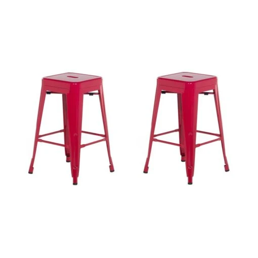 Beliani Barkruk CABRILLO - Rood Metaal
