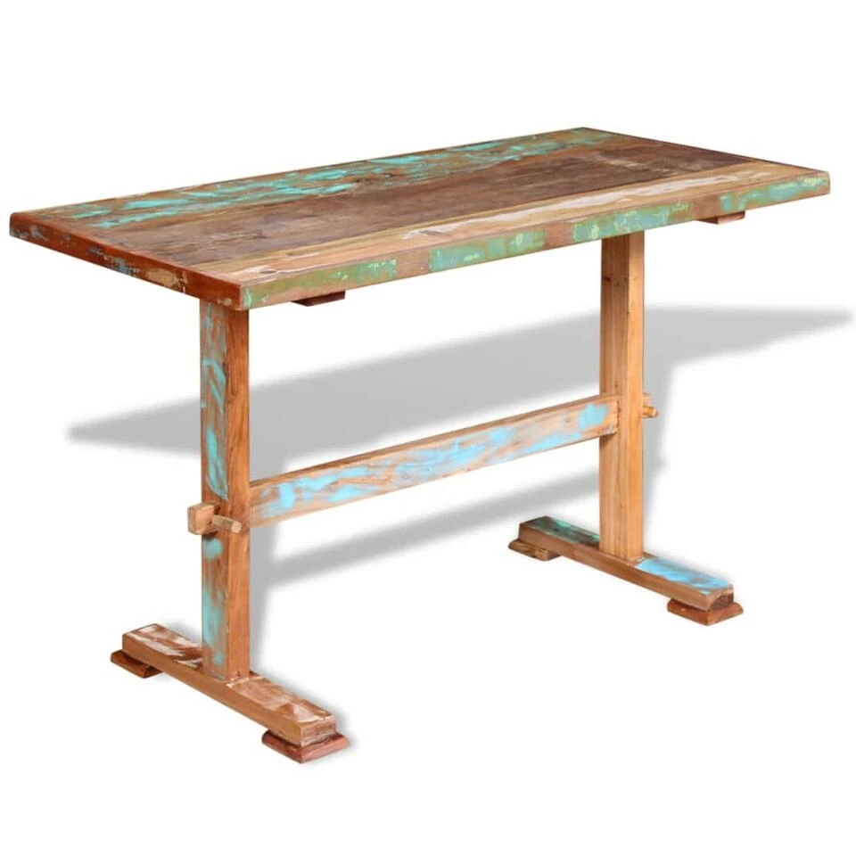 VidaXL Eettafel Op Voet 120x58x78 Cm Massief Gerecycled Hout 4 VidaXL Eettafel Op Voet 120x58x78 Cm Massief Gerecycled Hout - Afbeelding 2