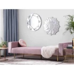 Beliani Driezitsbank - VISNES Roze Fluweel -Woonmeubelwinkel 190eb4e6ed0540f7a52520b21d1e4da2