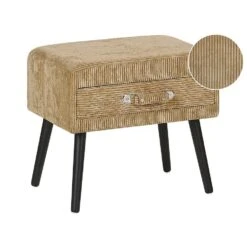 Beliani Nachtkast EUROSTAR - Beige Corduroy