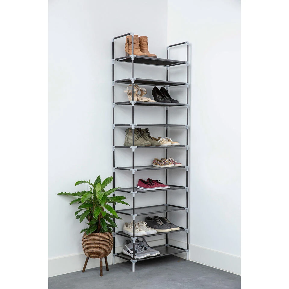Schoenenrek Voor 20 Paar - Zwart - 10 Etages 4 Schoenenrek Voor 20 Paar - Zwart - 10 Etages - Afbeelding 2