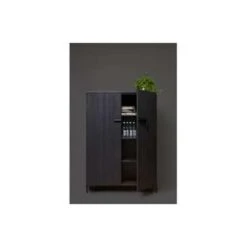 WOOOD Bruut 2 Drs Kast - Geborsteld Grenen - Zwart - 140,5x100x41,5 -Woonmeubelwinkel 1946117777 0102