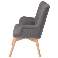 VidaXL Fauteuil Met Voetenbankje Stof Grijs -Woonmeubelwinkel 1952805528 0102