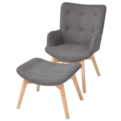 VidaXL Fauteuil Met Voetenbankje Stof Grijs