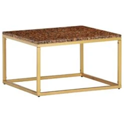 VidaXL Salontafel 60x60x35 Cm Echt Steen Met Marmeren Textuur Rood