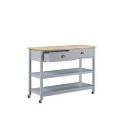 Beliani Keukentrolley NAVARINO - Grijs Mdf, Rubberhout -Woonmeubelwinkel 20190c180818471a879d0b0e8054f9cb