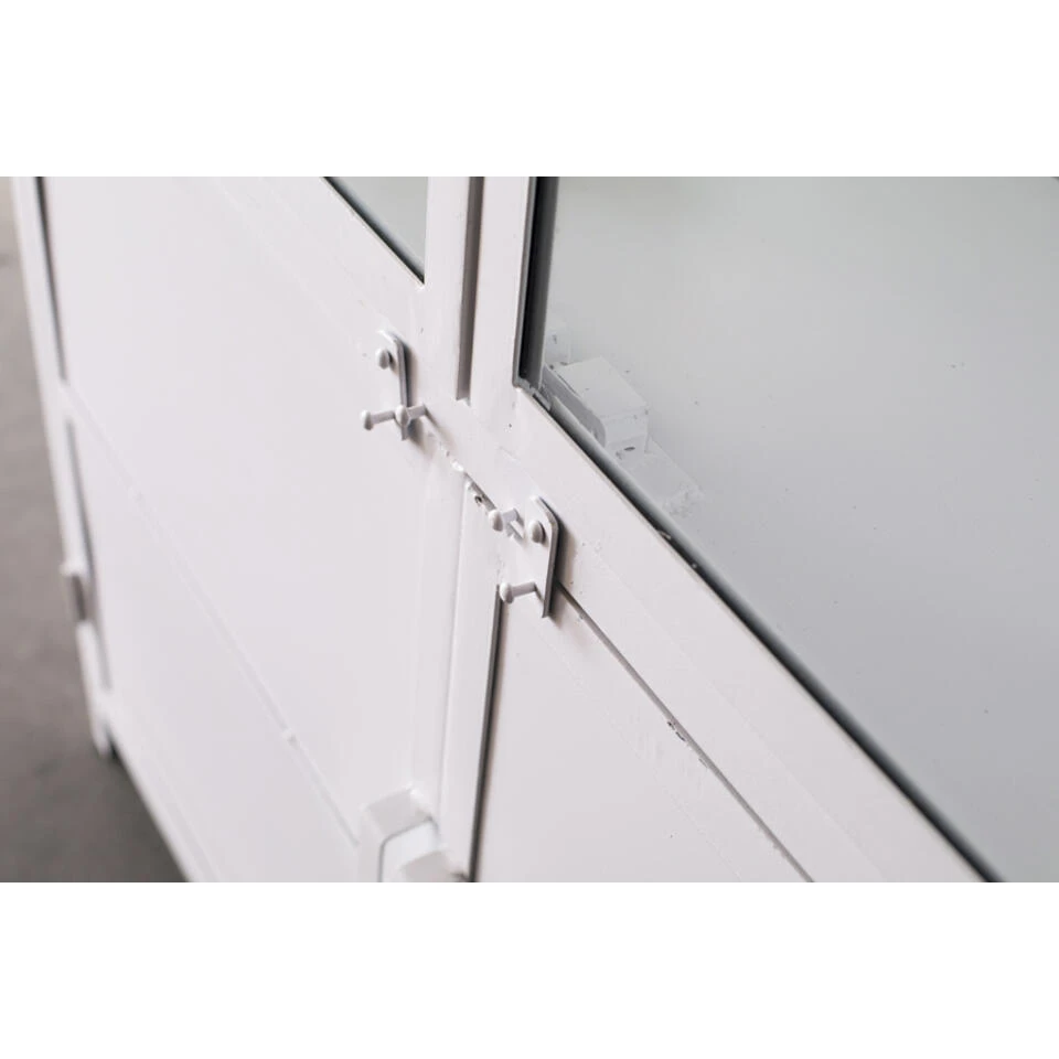 Giga Meubel Vitrinekast Wit Metaal - 200x40x220cm - Lotte 6 Giga Meubel Vitrinekast Wit Metaal - 200x40x220cm - Lotte - Afbeelding 4