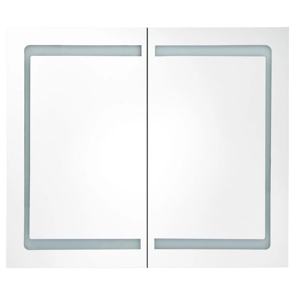 VidaXL Badkamerkast Met Spiegel En LED 80x12x68 Cm Glanzend Wit 5 VidaXL Badkamerkast Met Spiegel En LED 80x12x68 Cm Glanzend Wit - Afbeelding 3