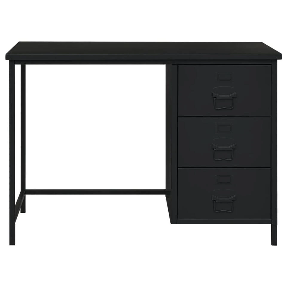 VidaXL Bureau Industrieel Met Lades 105x52x75 Cm Staal Zwart 4 VidaXL Bureau Industrieel Met Lades 105x52x75 Cm Staal Zwart - Afbeelding 2