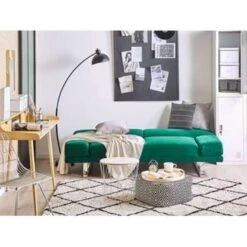 Beliani Slaapbank - YORK Groen Fluweel -Woonmeubelwinkel 2d730a924eb24437b6981235fe5e8c36