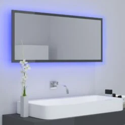 VidaXL Badkamerspiegel LED 100x8,5x37 Cm Acryl Hoogglans Grijs -Woonmeubelwinkel 2e32e9f06de44b2f93b1ac0421bbf04d