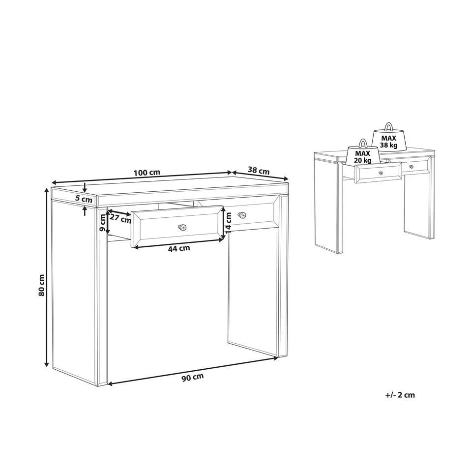 Beliani Consoletafel TILLY - Zilver Glas 5 Beliani Consoletafel TILLY - Zilver Glas - Afbeelding 3