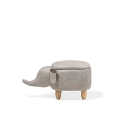Beliani Dierenhocker ELEPHANT - Grijs Kunstleer -Woonmeubelwinkel 378634d87e7f45e0b66c04d49af4d314