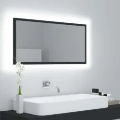 VidaXL Badkamerspiegel LED 90x8,5x37 Cm Acryl Grijs -Woonmeubelwinkel 3bde3b15913647acab21c79c79b35f83