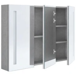 VidaXL Badkamerkast Met Spiegel En LED 89x14x62 Cm Betongrijs -Woonmeubelwinkel 410c06955b5146afab3e27194c784cdd