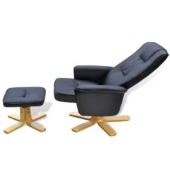 VidaXL Fauteuil Met Voetenbankje Kunstleer Zwart -Woonmeubelwinkel 421f886b2045471fabc4b46a115ef9ee