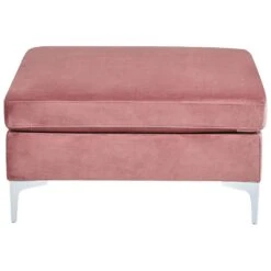 Beliani Ottomaan EVJA - Roze Fluweel -Woonmeubelwinkel 4a10fabfb35341c79af8137a6d0bc4f9