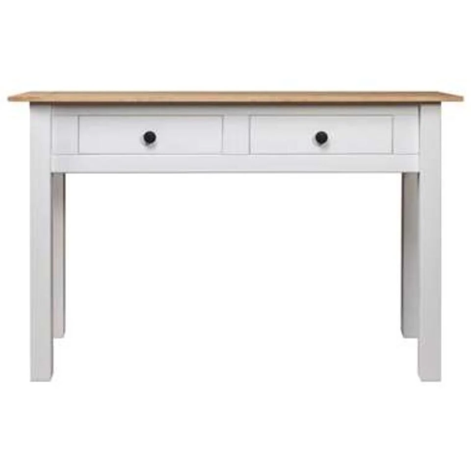 VidaXL Wandtafel Panama Range 110x40x72 Cm Massief Grenenhout Wit 4 VidaXL Wandtafel Panama Range 110x40x72 Cm Massief Grenenhout Wit - Afbeelding 2