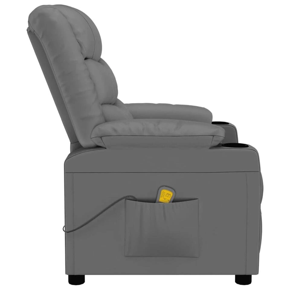 VidaXL Massagestoel Kunstleer Grijs 6 VidaXL Massagestoel Kunstleer Grijs - Afbeelding 4