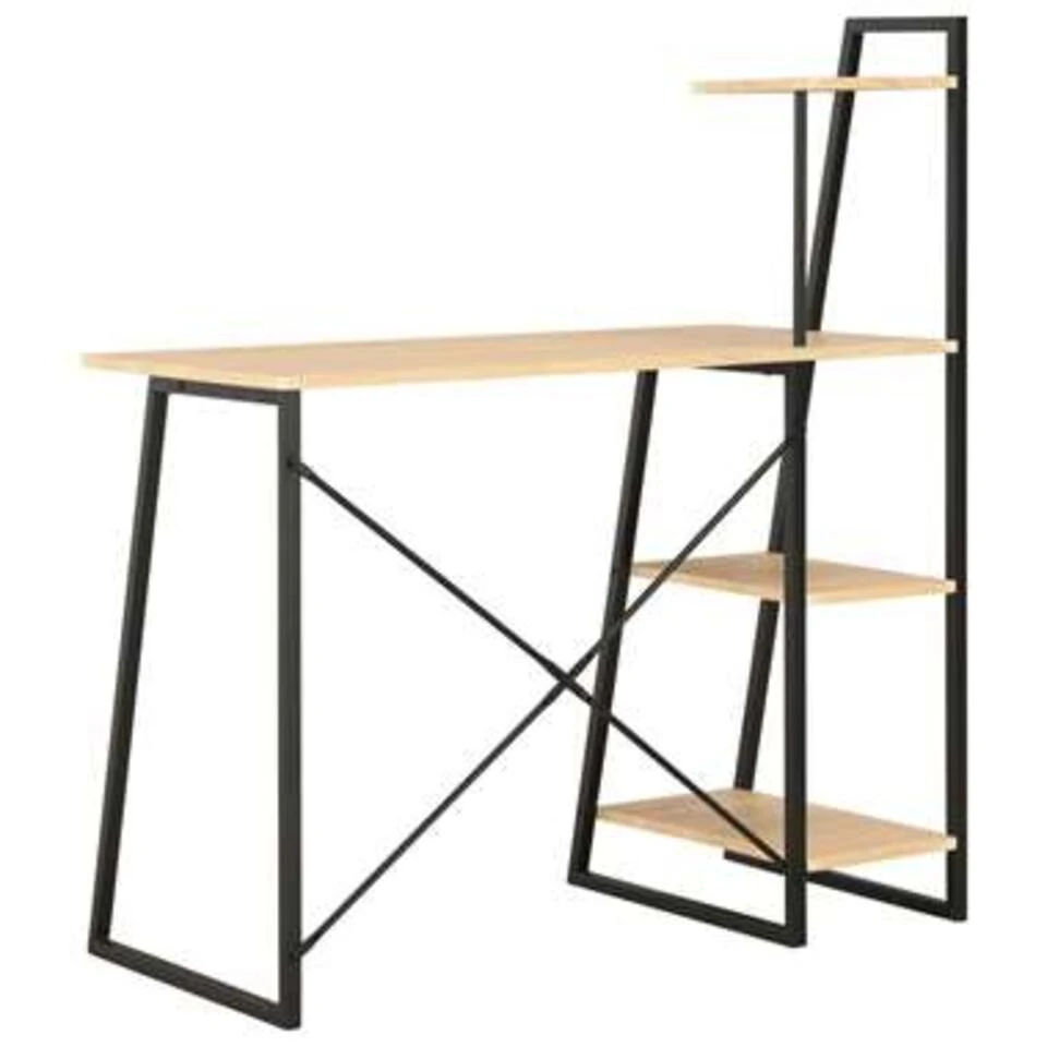 VidaXL Bureau Met Schappen 102x50x117 Cm Zwart En Eikenkleurig 6 VidaXL Bureau Met Schappen 102x50x117 Cm Zwart En Eikenkleurig - Afbeelding 4