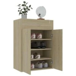 VidaXL Schoenenkast 60x35x84 Cm Bewerkt Hout Sonoma Eikenkleurig 8 VidaXL Schoenenkast 60x35x84 Cm Bewerkt Hout Sonoma Eikenkleurig -Woonmeubelwinkel 67b5bba7712a475faf9e546edbdc14fb