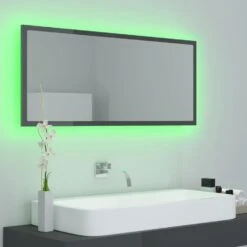 VidaXL Badkamerspiegel LED 100x8,5x37 Cm Acryl Hoogglans Grijs -Woonmeubelwinkel 6a54f7efe1ab45b4b92e61844ec0ecd0