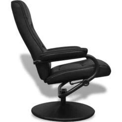 VidaXL Tv-fauteuil Met Voetenbankje Kunstleer Zwart -Woonmeubelwinkel 7045e183e0de44c1a462c4df86180e5c