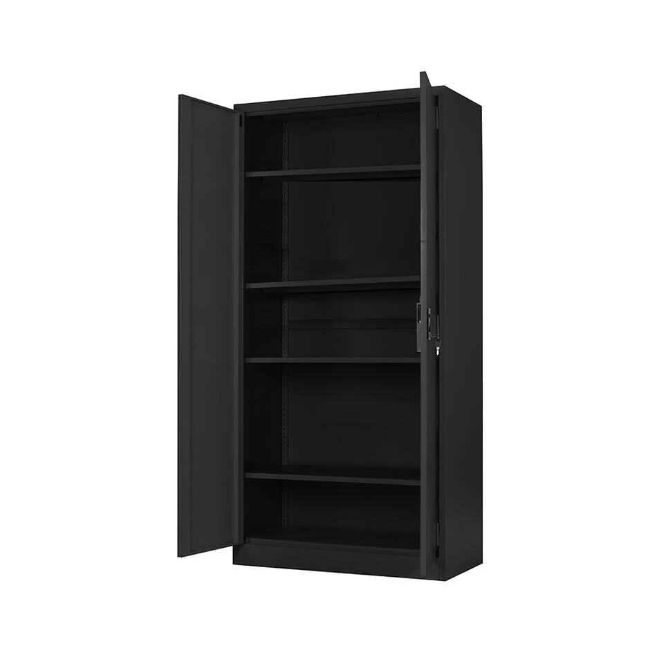 Archiefkast 90x185 Cm - Zwart - Met Draaideur 4 Archiefkast 90x185 Cm - Zwart - Met Draaideur - Afbeelding 2