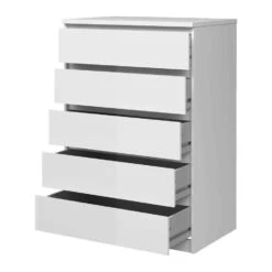 Ladekast Naia 5 Lades - Hoogglans Wit - 111,3x76,8x50 Cm -Woonmeubelwinkel 81000870 0130