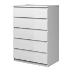 Ladekast Naia 5 Lades - Hoogglans Wit - 111,3x76,8x50 Cm -Woonmeubelwinkel 81000870 0300