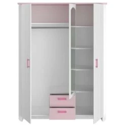 Kledingkast Kast Kiki - Wit/roze 181x136x56 Cm 8 Kledingkast Kast Kiki - Wit/roze 181x136x56 Cm -Woonmeubelwinkel 81009015 1100